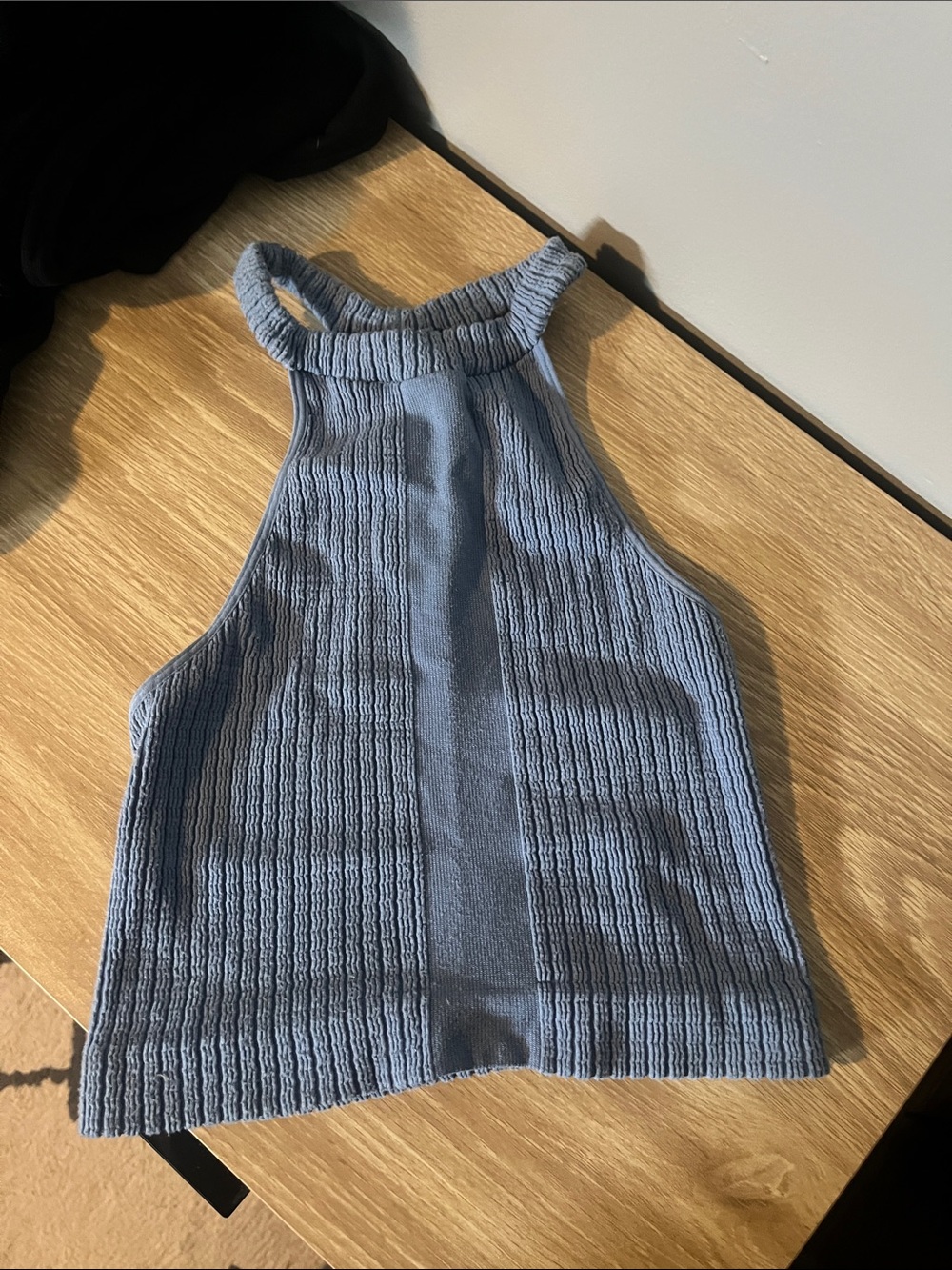Free People Sky Blue Ribbed Halter Tank
